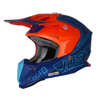 JUST1 Motocross Helm J18 Vertigo blau weiss Orange Fluo Matt